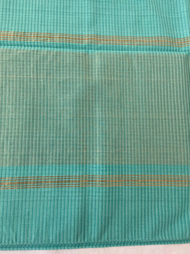 Mangalgiri Handwoven Cotton Saree | Aqua | Ships from California